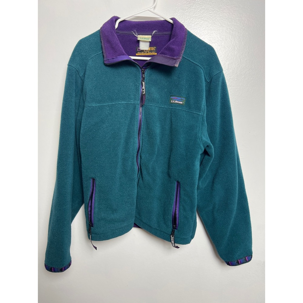 Vintage LL Bean Polartec Fleece Jacket Teal Purple Windproof Series 1000‎ L Camp